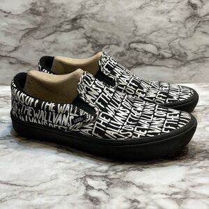 VANS Off The Wall Brush Black ComfyCush Shoes Mens 10.5 Wom 12 Classic Slip On